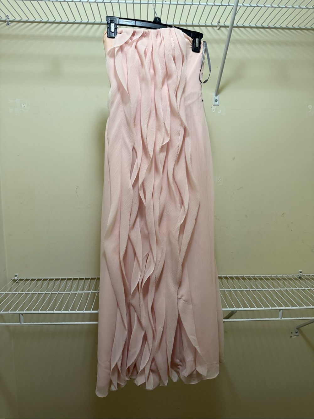 White by Vera Wang Strapless Pink Ruffle Gown